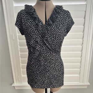 White House Black Market Black and White Patterned Blouse